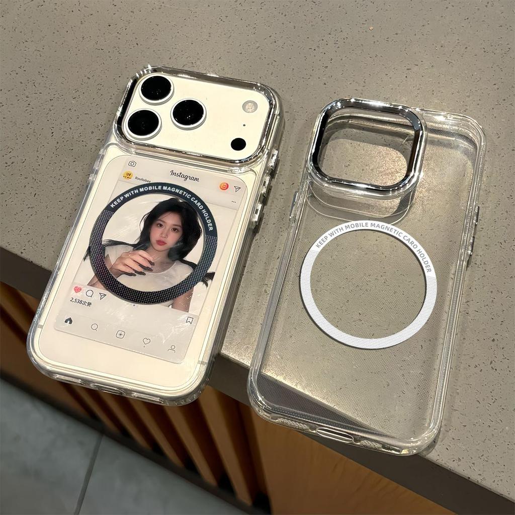 Magnetic Clear Phone Case for TECNO CAMON 20 4G,20 Pro 4G Card Insert DIY Photo Holder Soft TPU Cover