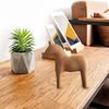 Wooden Horse Figurine Sturdy Pinewood Hand Painted Simple Pure Color Horse Statue for Family Office Tabletop