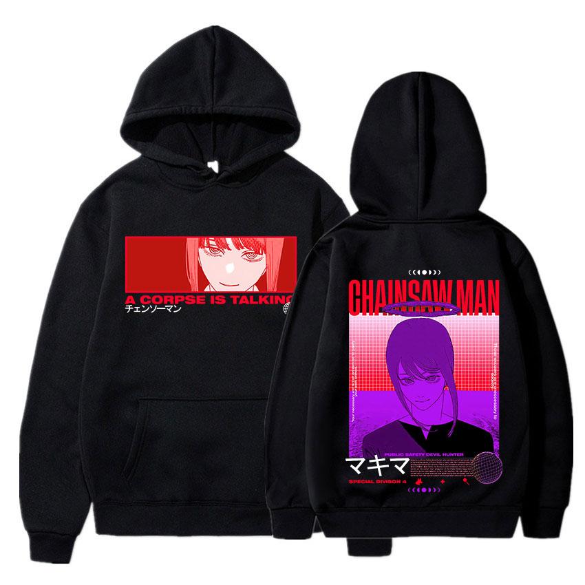 

Толстовки с капюшоном «Труп говорит» из японского аниме «Человек с бензопилой», модная толстовка с капюшоном Makima, уличная одежда больших размеров в стиле Харадзюку, винтажный пуловер