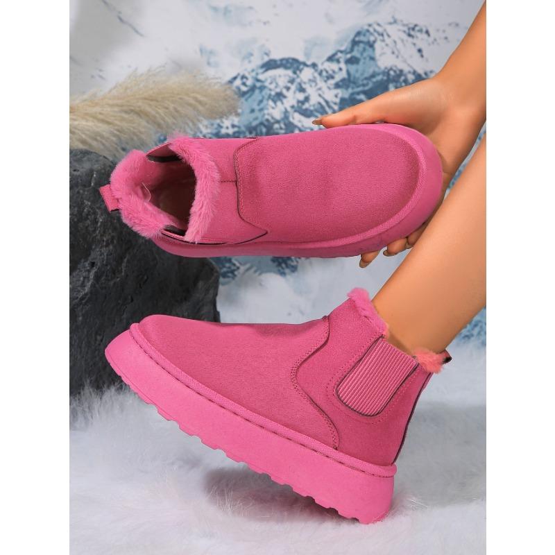 Fleece-Lined Round-Toe Slip-On Cotton Boots New Fall/Winter Oversized Thick-Sole Snow Boots for Women