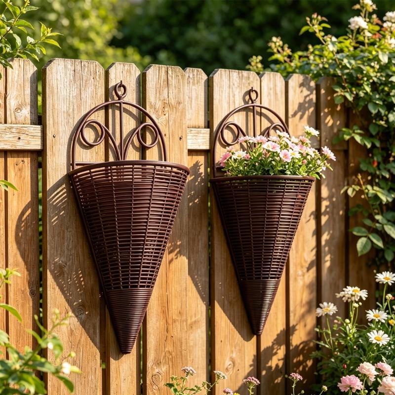 Woven Plastic Planter Pots Hanging Flower Pots Wall Planter Hanging Basket for Outdoor Home Garden Yard Decorations