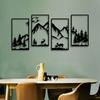 Set di 4 Decorazioni Murali in Metallo con Cervo di Montagna e Foresta, Decorazione Murale in Metallo con Fauna Selvatica della Natura