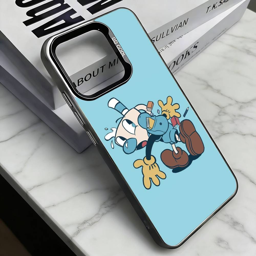 Game Cuphead   Phone Case For iPhone 17,16,15,14,13,12,11 Plus,Pro Max,XS,Colored Silver Plated Inside Cover