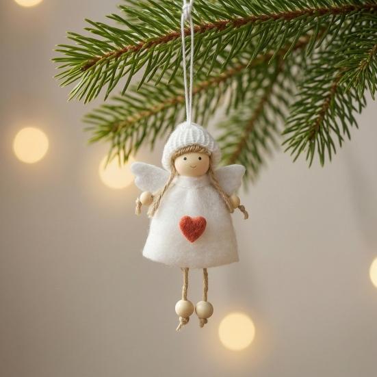 Angel Doll Pendants Plush Ornaments, Christmas Fairy Girl Hanging Pendant for Decorative Garlands Tree Home Decor, Party, New Year, Birthday