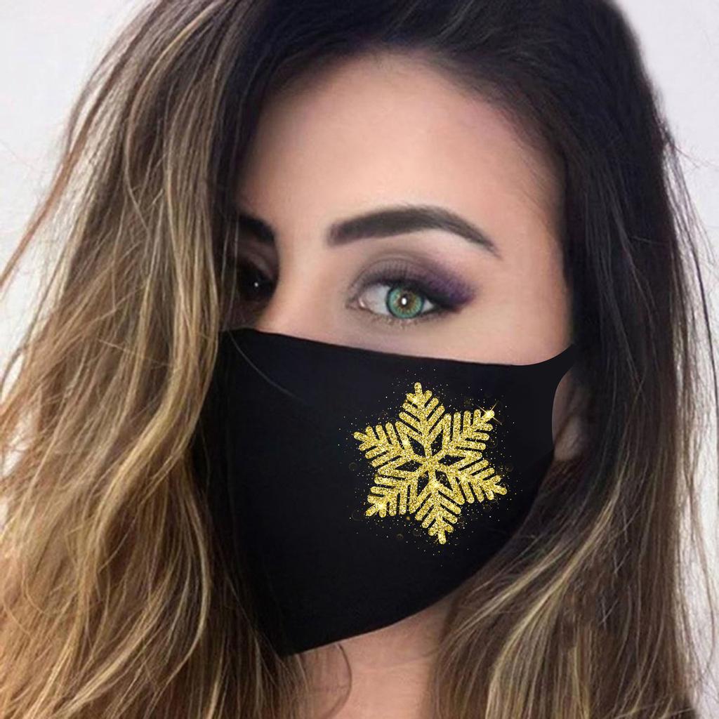 1pc Snowflake Print Adult Fashion Washable Reusable Pollution Cover Face