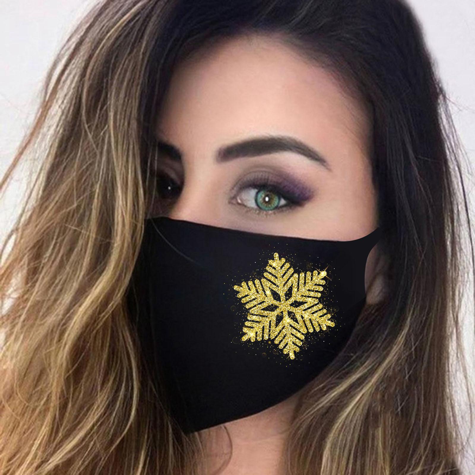

1 шт. Взрослая модная маска с принтом снежинок, моющаяся, многоразовая, для защиты от загрязнений, на лицо