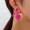 Colorful European-Style Dopamine-Inspired Irregular Metal Flower Earrings for Women