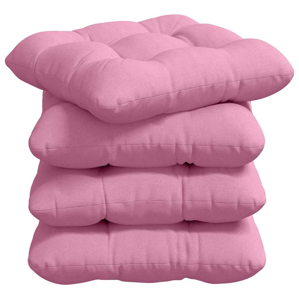 Seat Cushions 4 Pcs Pink 40 X 40 X 12 Cm Fabric