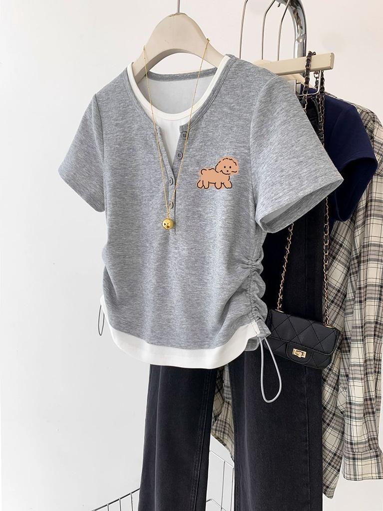 Women's Summer New Slim Fit Small Short Style All Design Sense Small Short Sleeved Top
