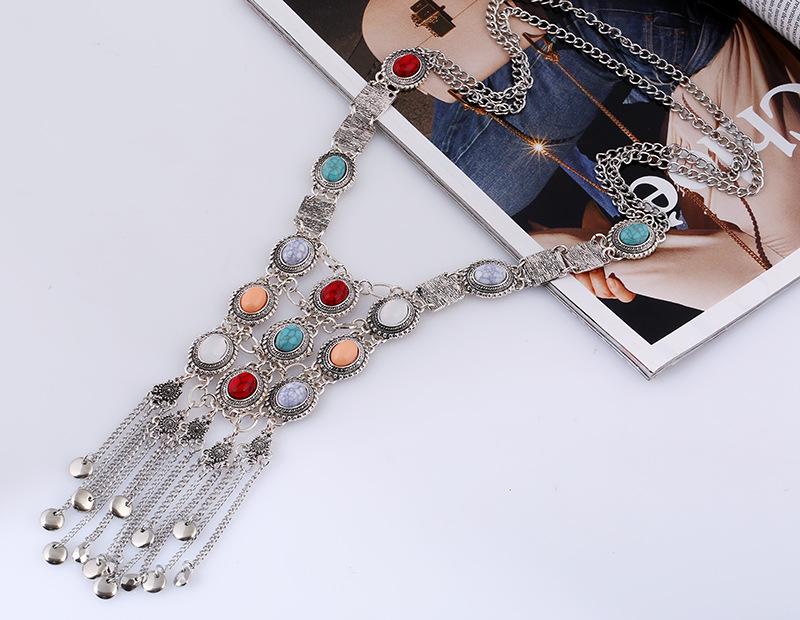 Bohemian Maxi 70cm Long Necklace Pendant For Women Collier Jewelry Colar Vintage Multilayer Tassel Collar Boho Necklace Bijoux