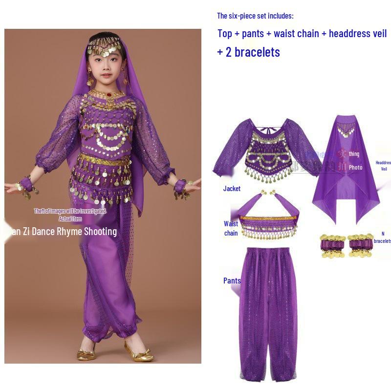 Children's Xinjiang Ethnic Dance Costume for Girls - Toddler Belly Dance Performance Outfit