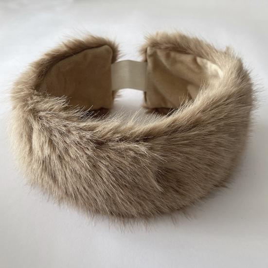 Artificial Hair Band Elastic Imitation Fox Fur Headband Wide Edge Design No Dome Coldproof Winter Hair Tie
