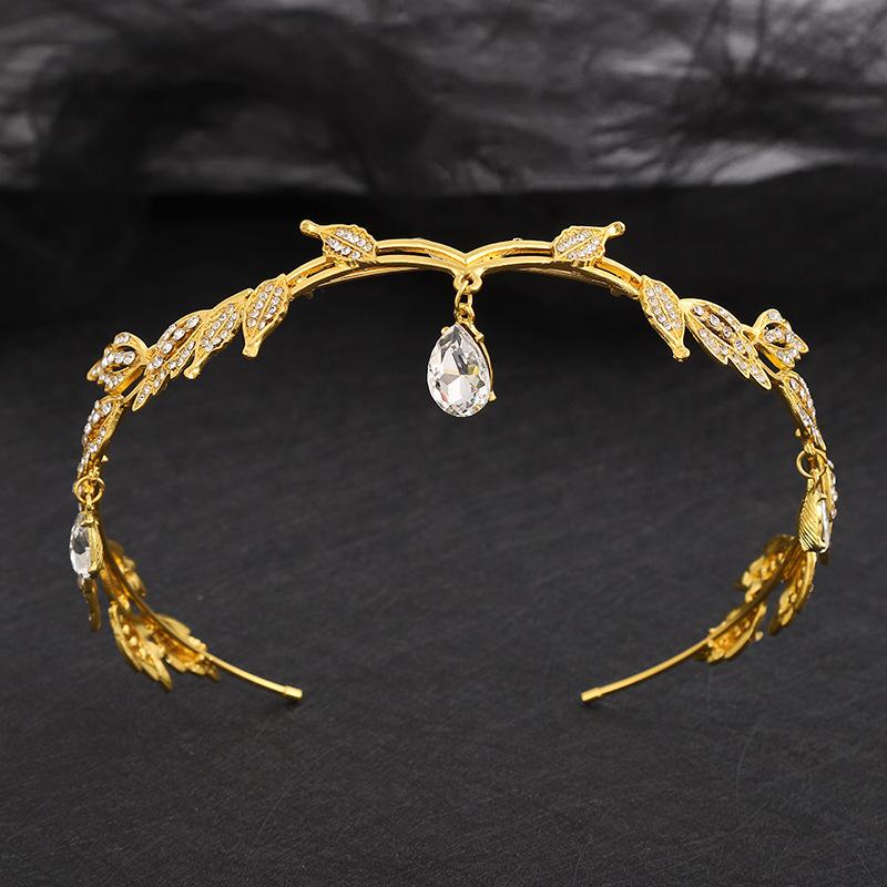 Luxury Rhinestone Tiaras Headbands for Women Leaf Crystal Crown Headdress Bridal Wedding Hair Jewelry Accessories