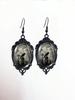 1pair Crow & Twig Vintage Black Lace Earrings For Halloween, Gothic Black Crow Earrings
