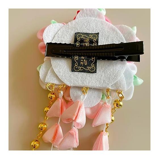 Pink Tsumami Zaiku Hair Ornaments with Pearl Pins, Japanese Traditional Hair Accessories for Shichi-Go-San, Kimono, Hakama, Head Dress, Hair