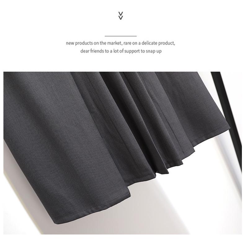 French Gray Irregular A-Line Pleated Midi Skirt - High Waist, Summer 2025