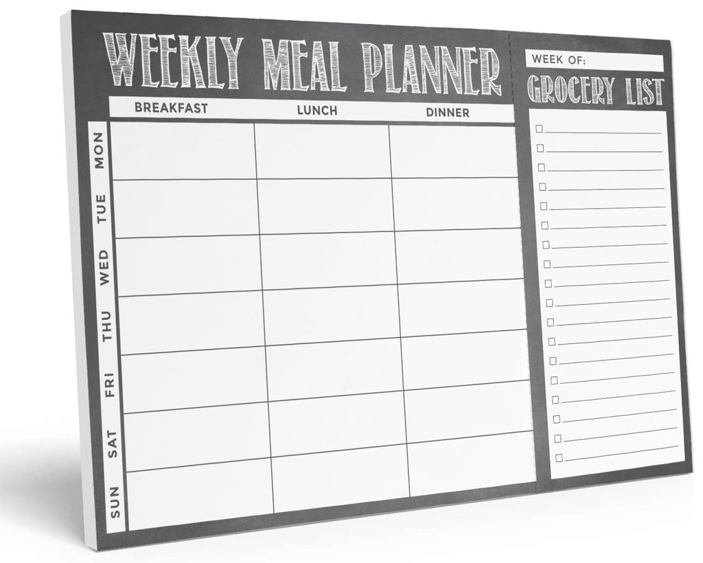 Inkdotpot Weekly Meal Planner Notepad 7"x10 , "Kitchen Menu" Magnetic Meal Planning Pad with Tear Off Grocery S-54 Sheets