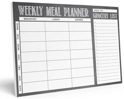 Inkdotpot Ugentlig Madplan Notatblok 7"x10", "Køkken Menu" Magnetisk Madplanlægningsblok med Aftagelige Indkøbsliste S-54 Ark
