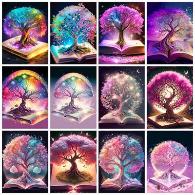5D Diy Diamond Painting Fantasy Tree Embroidery Mosaic Book Landscape Square Round Home Decor