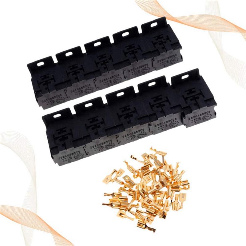 ABLZ-100X Car Auto 30A-80A Relay Bracket Terminal Case Holder Relay Base Holder 5 Pin Socket With 500Pcs 6.3Mm Terminals