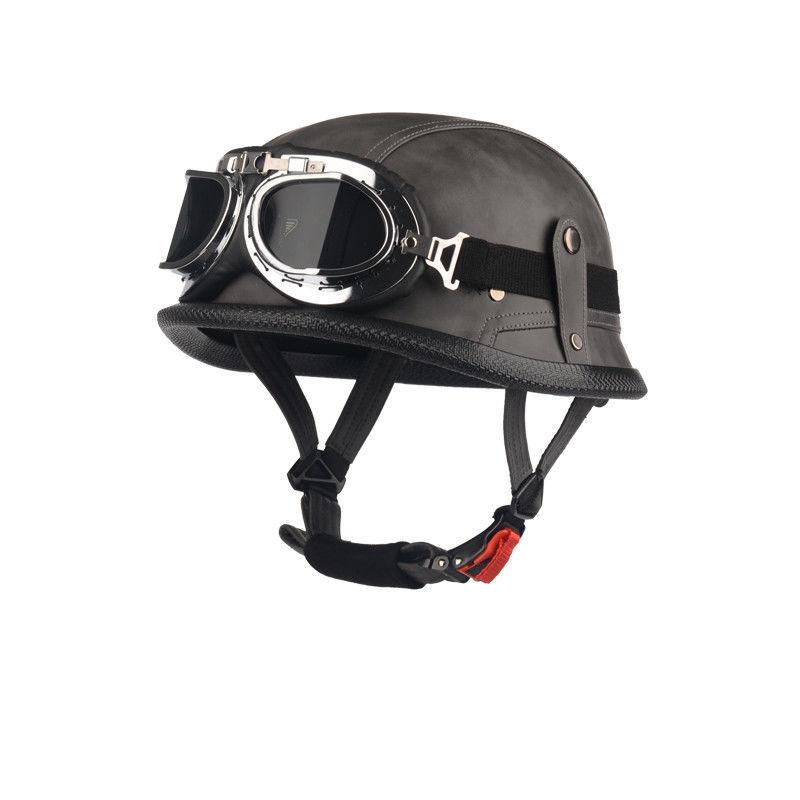 Pedal German Steel Helmet Cruise Retro Half Helmet Harley Men Motorcycle Helmet Motorcycle Floating Helmet Soldier Steel Helmet Leather Helmet