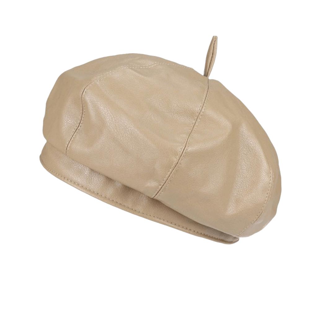Newsboy Cap Octagonal Hat British Style Painter Hat Fashion PU Leather Beret Autumn