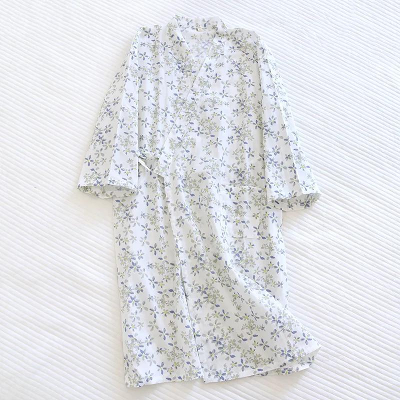 Ladies Cotton Kimono Bathrobe Loose Homewear Pajamas Robes for Women Multi Colors Printed Cardigan Sleep Wear Womens Robe