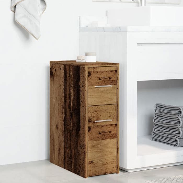 VidaXL Armoire de salle de bain étroite avec roulettes vieux bois, armoire de salle de bain haute, rangement de salle de 855284