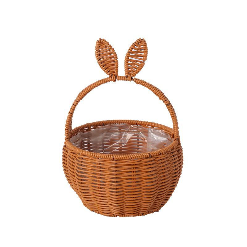 Multifunctional Woven Rattan Style Flower & Picnic Basket