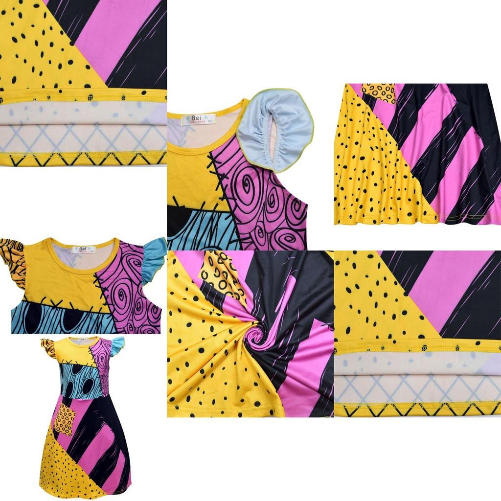 Adorable Sally Costume For Kids Nightmare Before Christmas Dress With Soft Material