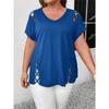 Solid Color Short Sleeve Cross Strap Detail Fashion Elegant Plus Size Women's Tops T-Shirt