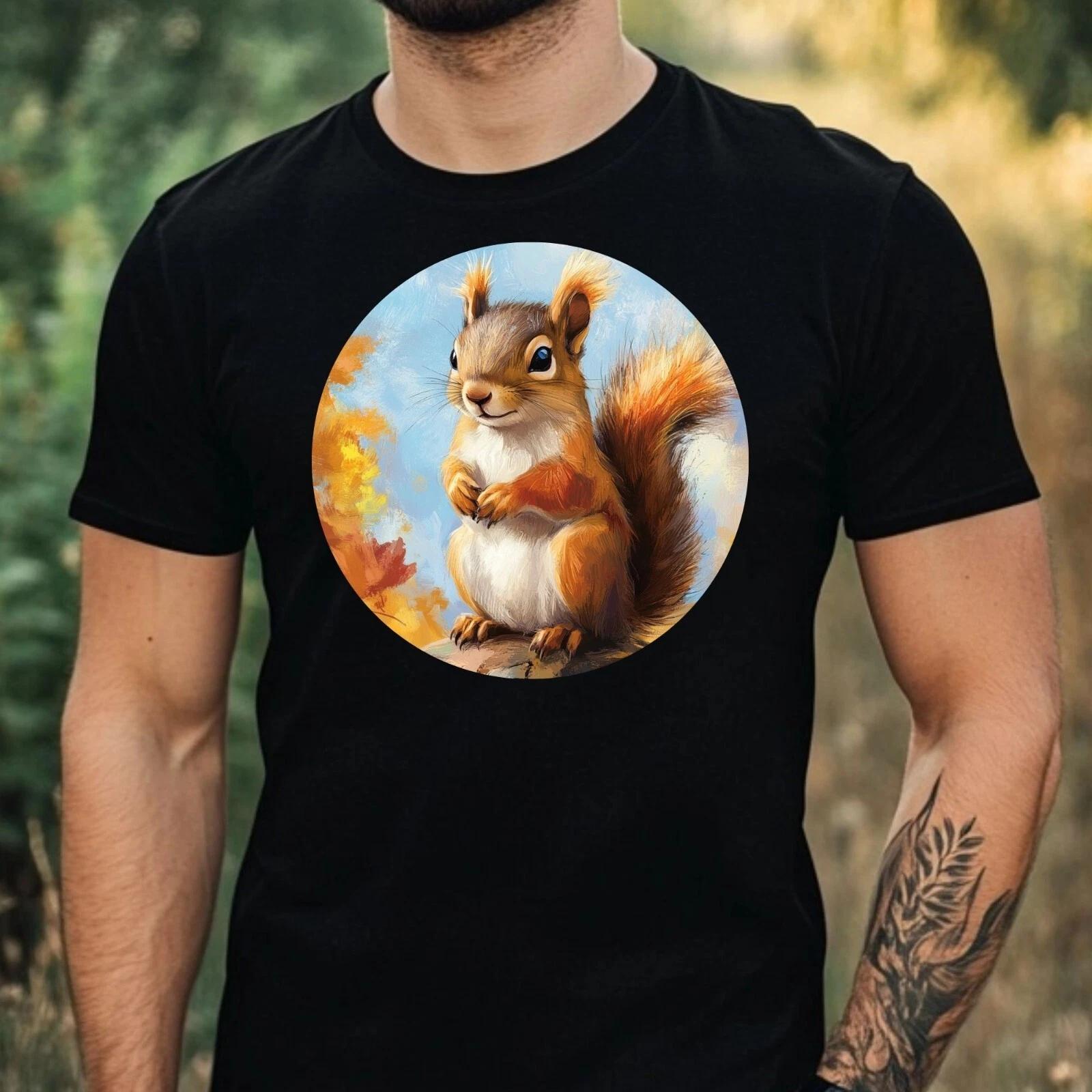 T-Shirt Herren Eichhörnchen Portrait Motiv Baumwolle Größe XS bis 5XL S