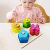 Wood Shape-Sorting Geometric Stacker Building Blocks Educational Cognitive for Toddler Kids Children