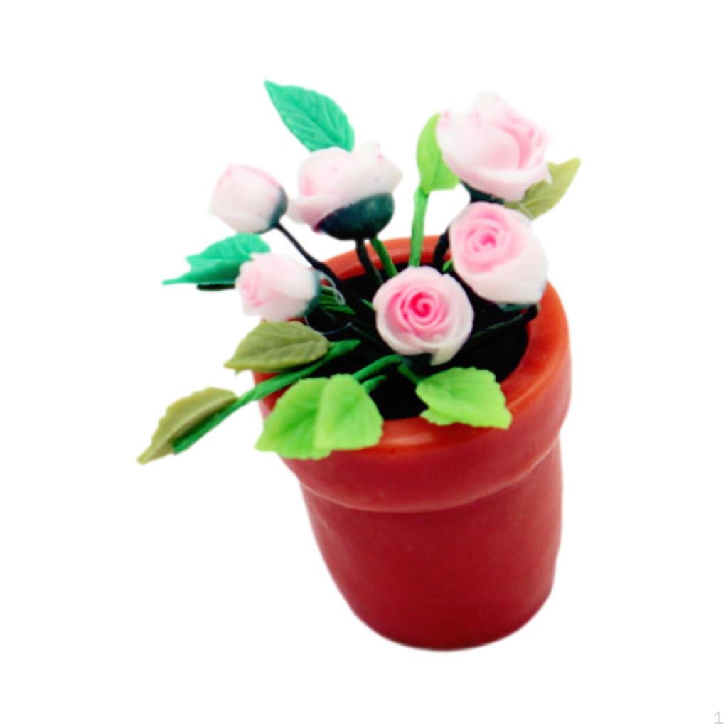 1:6 1:12 Maßstab Puppenhaus Topfblumen Feengarten Deko Klassisches Kinderspielzeug Harz