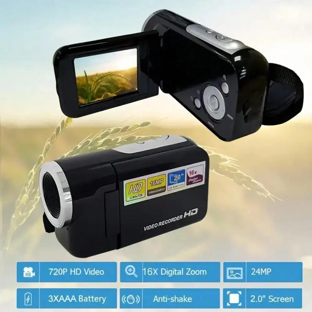 16MP Portable Camcorder with LED Flash, 16X Zoom Mini DV Camera 2 Inch Screen for Outdoor Home Recording