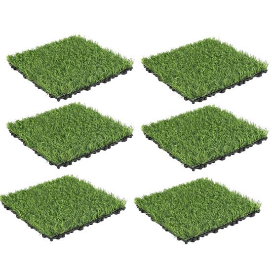 Artificial Grass Mat, 12 x 12 Inch Square Fake Grass Rug, Interlocking Faux Green Turf Patch Tiles for Balcony, Patio, Deck,