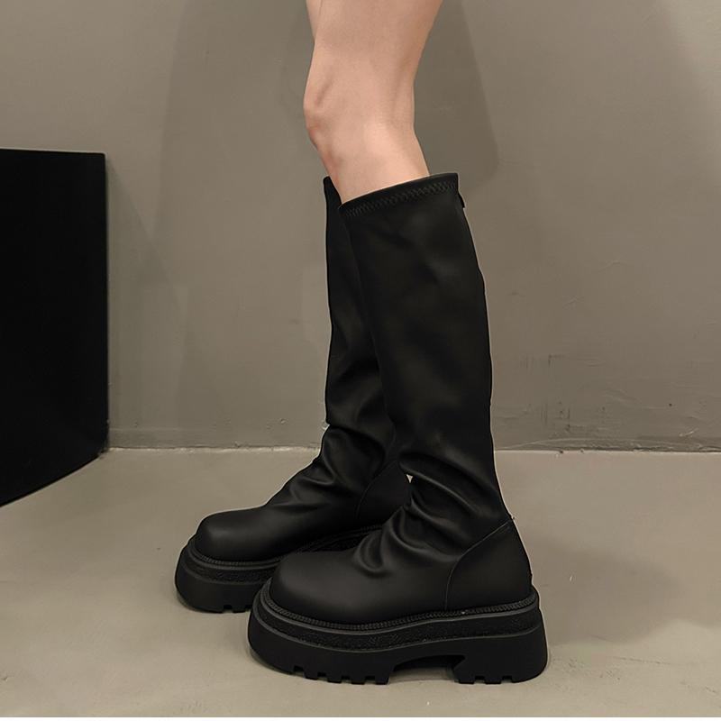 Autumn Winter Slim Women Knee High Boots Female Platform Thick Bottom Long Booties
