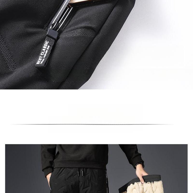 Men's Fleece-Lined Sports Pants Thickened Men's Trendy Brand Winter Plus Size Casual Men's Pants Cotton Pants Outdoor Lamb Fleece Sweatpants