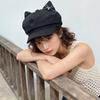Women Cute Ear Octagonal Beret Summer Bowknot Design Painter Hat Face Slimming Cap