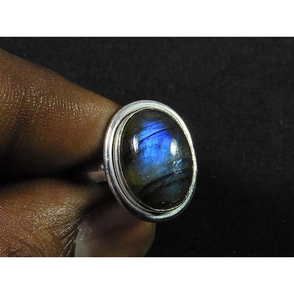 

Natural Blue Labradorite Gemstone 925 Solid Sterling Silver Ring Size US-7.5 PG-236