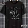 Maglietta Tea-Rex Grafica di Dinosauro Carino Cotone Manica Corta Girocollo Top Casual da Uomo Divertente Comoda Ideale per l'Uso Quotidiano T-shirt