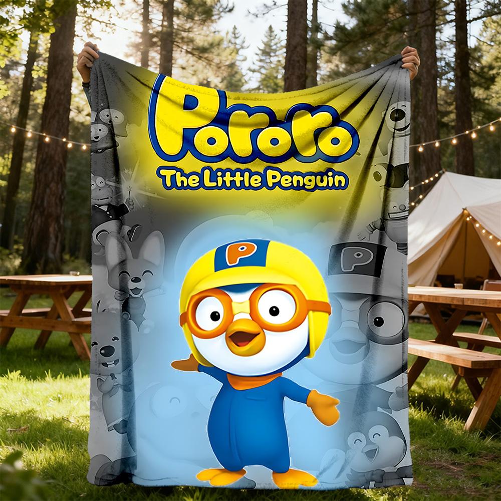 1pc Pororo Adventure Outdoor Blanket Lightweight Flannel, Soft & Warm, All Season Use for Sofa, Outdoor, Camping, Living Room, Office, Chair