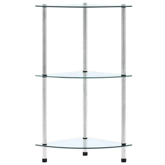 VidaXL Étagère 3 niveaux Transparent 30x30x67 cm Verre trempé 249514