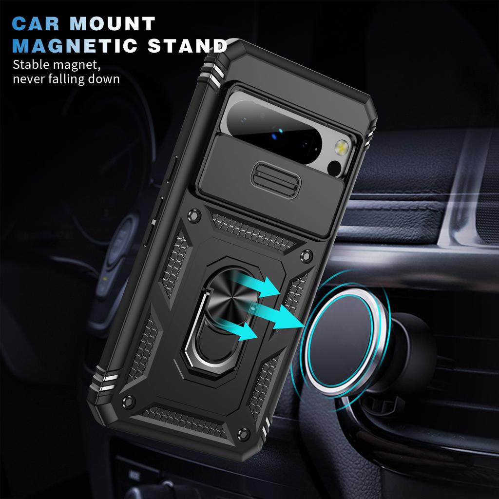 Slide Lens Protect Armor Case For Google Pixel 9 8 7 6 Pro XL 7A 8A Pixel8 Magnetic Ring Cover For Pixel9 Pro 9Pro XL 8Pro Funda