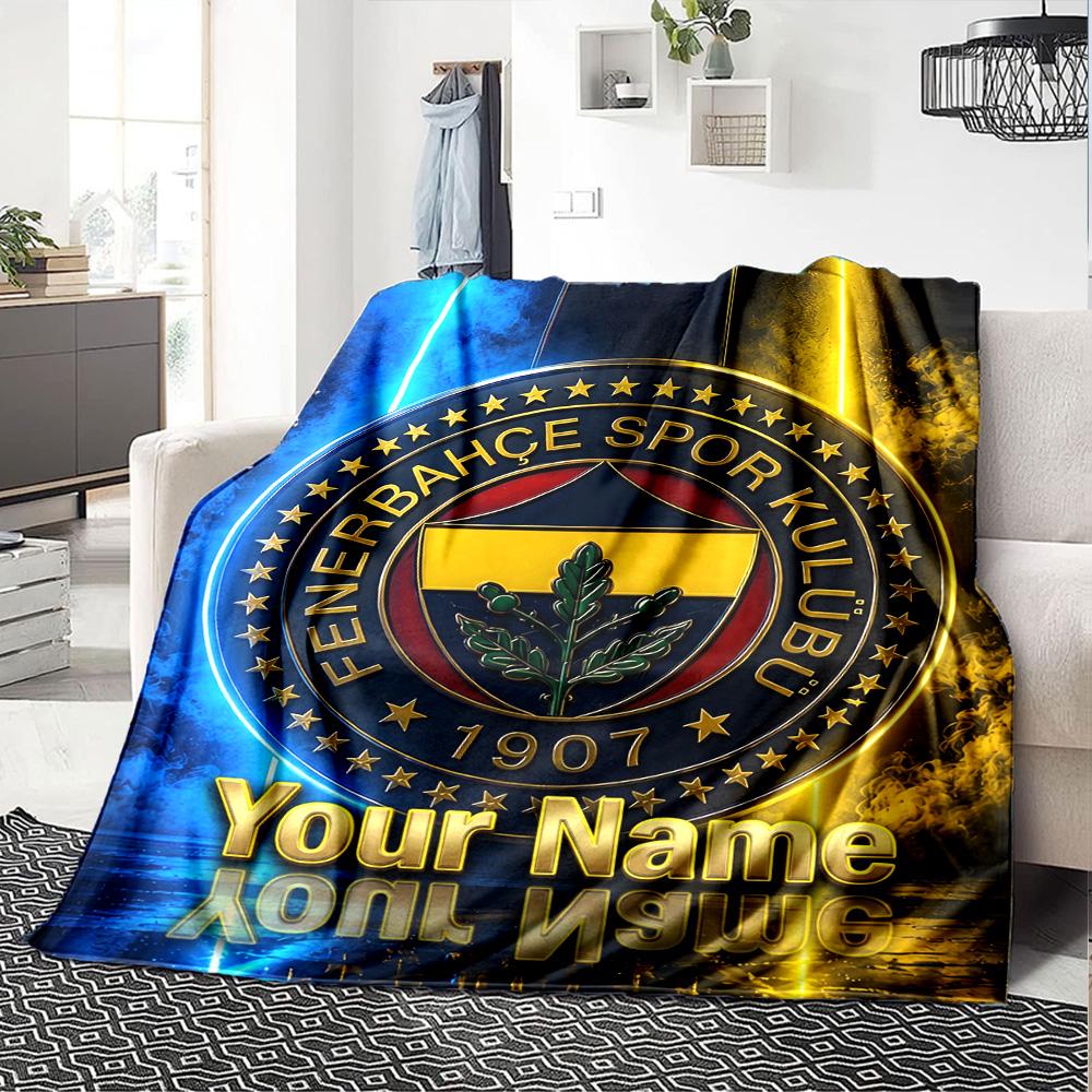 1pc Fenerbahçe Spor Kulübü Blanket with Custom Name, Gift, for Men and Women, Soft Blanket, Good for Sofa Bed Couch Travel, Lightweight Flannel Blanke