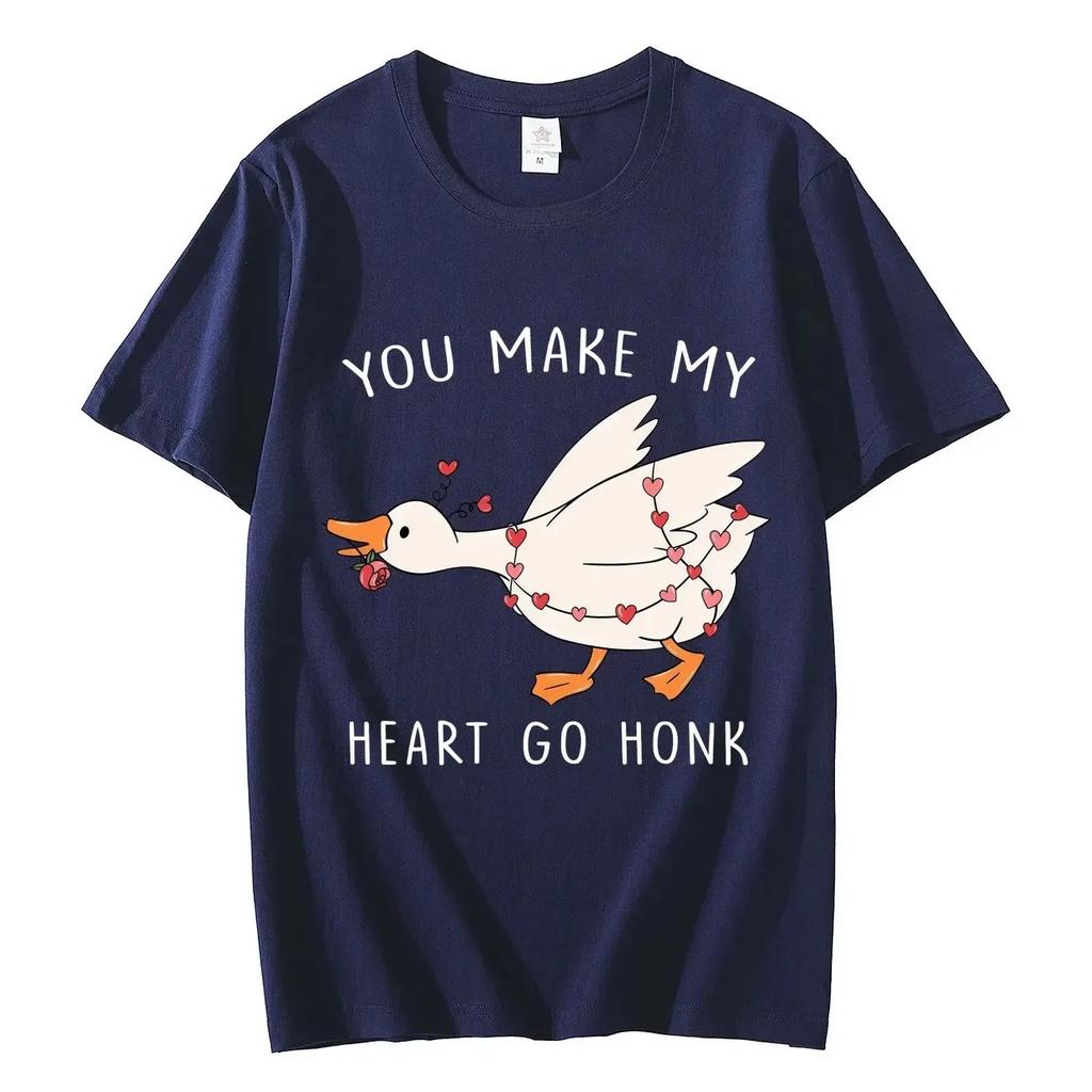 You Make My Heart Race Funny Goose Meme Graphic TShirt  Couple Fashion Trend Style Cotton Loose WOMEN And Unisex Tshirt