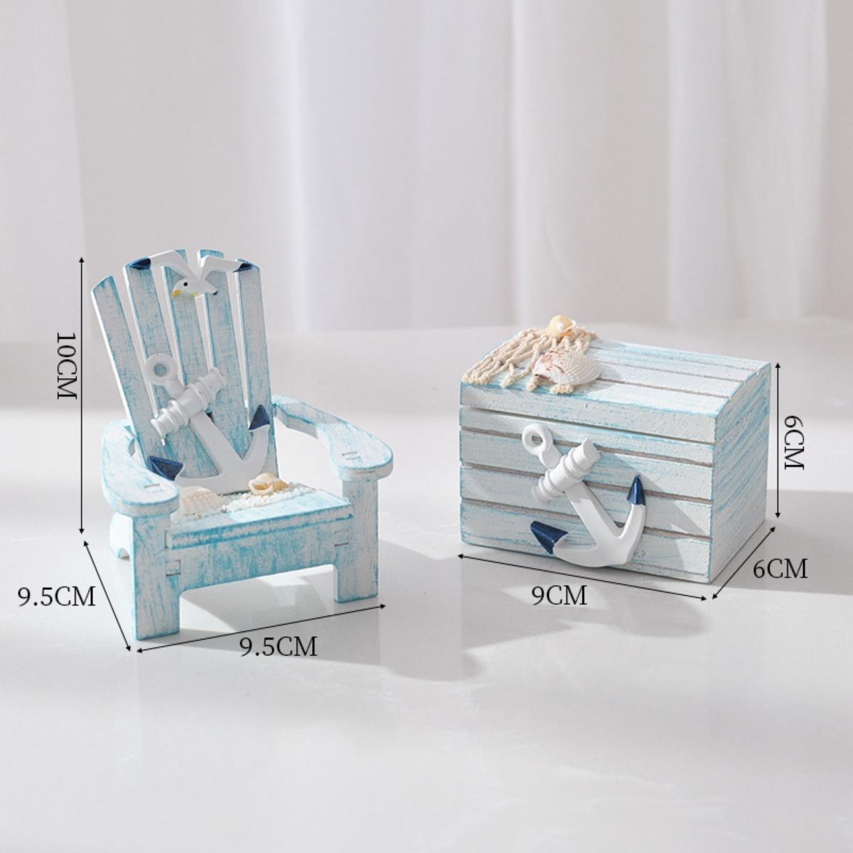 Mediterranean style mini beach chair decoration, children s room ocean style desktop small box decoration, shooting props