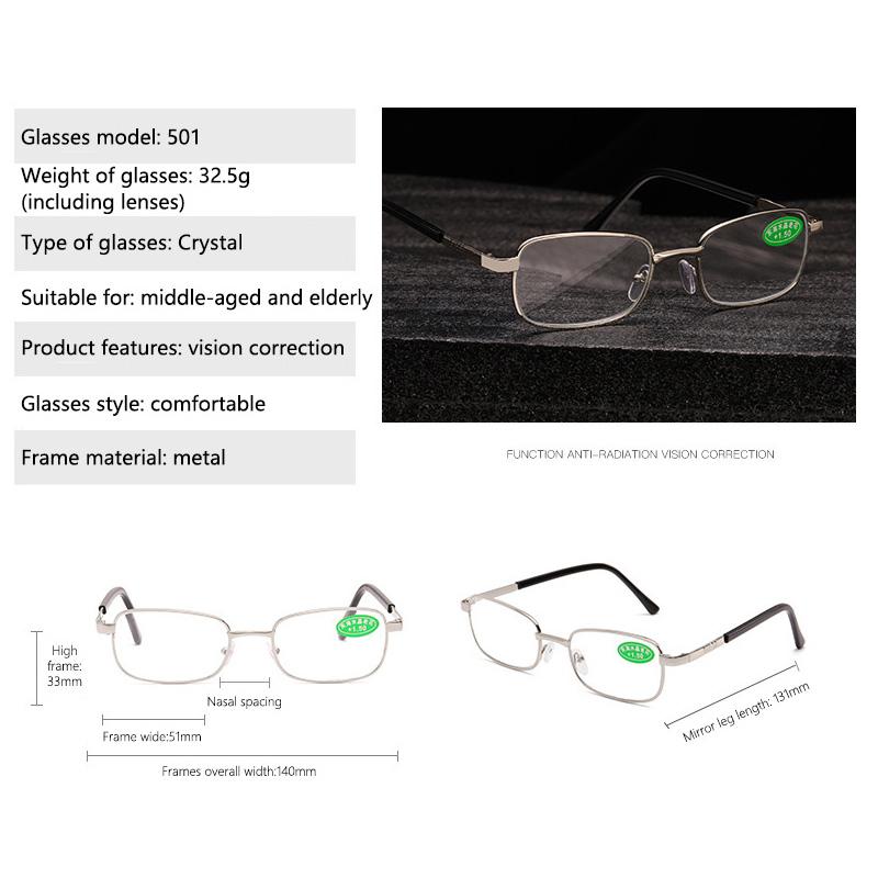 Metallic Aspherical Glasses Lenses Presbyopic Eyewear Unisex Reading Eyeglasses +1 0+2 0+3 0+4 0 Donghai Crystal