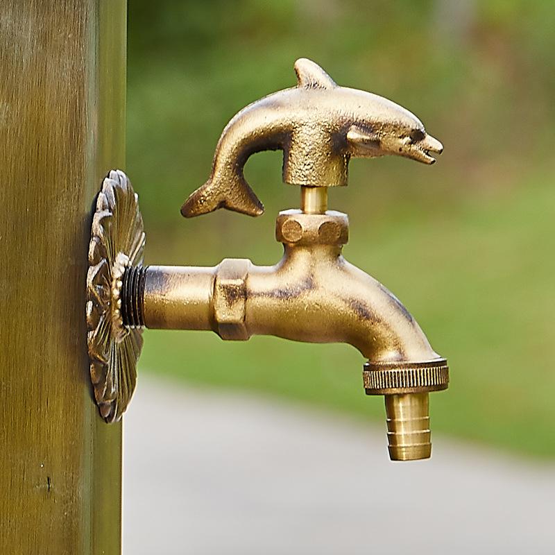 Rubinetto da Giardino Retrò Ottone Antico Scuola Materna Montaggio a Parete Animale Rubinetto Acqua Fredda Rubinetto per Lavabo