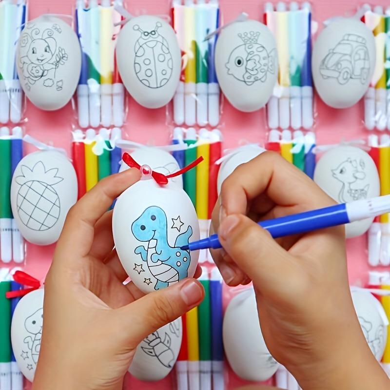 DIY Easter Egg Painting Set (8 Sets) - Hanging Decor with 4 Colored Pencils Each for Kids & Adults